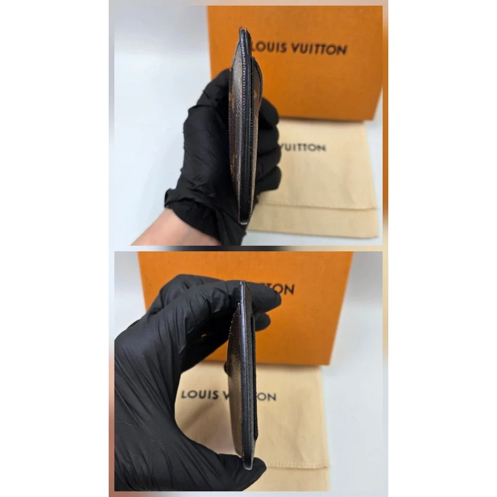 Louis Vuitton Monogram Taiga Card Holder Wallet Black Brown M61733 TJ2168